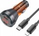 Ładowarka Hoco HOCO ładowarka samochodowa 2 x Typ C z wyświetlaczem + kabel Typ C do Lightning PD QC3.0 3A 60W NZ12C transparentna pomarańczowa 1