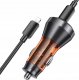 Ładowarka Hoco HOCO ładowarka samochodowa 2 x Typ C z wyświetlaczem + kabel Typ C do Lightning PD QC3.0 3A 60W NZ12C transparentna pomarańczowa 1