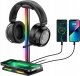 Feegar STOJAK NA SŁUCHAWKI HOLD Podświetlanie RGB HUB 3x USB Typ-C Indukcja 3