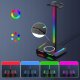 Feegar STOJAK NA SŁUCHAWKI HOLD Podświetlanie RGB HUB 3x USB Typ-C Indukcja 5