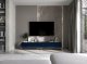 Meble Lindner Szafka RTV Glamour Komoda RTV Meble Lindner Stolik Granatowy Mat Ryflowane Fronty 220 cm 4