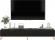Meble Lindner Szafka RTV Glamour Komoda RTV Meble Lindner Stolik Czarny Mat Ryflowane Fronty 220 cm 1