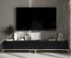 Meble Lindner Szafka RTV Glamour Komoda RTV Meble Lindner Stolik Czarny Mat Ryflowane Fronty 220 cm 2