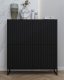 Meble Lindner Komoda RTV Glamour Czarny MAT 112 cm Szafka RTV Nowoczesna Czarna Rama Loft Ryflowane fronty 2