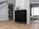 Meble Lindner Komoda RTV Glamour Czarny MAT 112 cm Szafka RTV Nowoczesna Czarna Rama Loft Ryflowane fronty 4