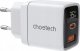 Ładowarka Choetech Ładowarka sieciowa Choetech PD6052 USB-C USB-A PD 35W GaN z wyświetlaczem - biała 1