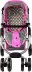 Alice Wózek Dla Lalek Spacerówka 2 w 1 Gondola Torba Różowy Gwiazdki 3