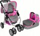 Alice Wózek Dla Lalek Spacerówka 2 w 1 Gondola Torba Różowy Gwiazdki 10