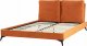 Beliani Łóżko welurowe 160 x 200 cm pomarańczowe MELLE 6