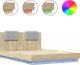 vidaXL vidaXL Rama łóżka z wezgłowiem i LED, dąb sonoma, 140x200 cm 2