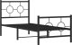 vidaXL Metalowa rama łóżka z wezgłowiem i zanóżkiem, czarna, 75x190 cm 2