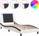 vidaXL vidaXL Rama łóżka z LED, biało-czarna, 90x190 cm, sztuczna skóra 2