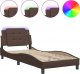 vidaXL vidaXL Rama łóżka z LED, brązowa, 80x200 cm, sztuczna skóra 2