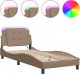 vidaXL vidaXL Rama łóżka z LED, kolor cappuccino, 90x190 cm, sztuczna skóra 2