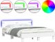 vidaXL Rama łóżka z wezgłowiem i LED, biała, 140x190 cm 2