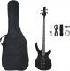 vidaXL Gitara basowa dla początkujących, z torbą, czarna, 4/4, 46" 1