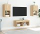 vidaXL 4-cz. zestaw mebli TV z oświetleniem LED, dąb sonoma 5