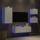 vidaXL 4-cz. zestaw ściennych mebli TV, z oświetleniem LED, biały 3