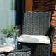 Springos Krzesło ogrodowe technorattanowe z poduszką na taras balkon plecione czarne UNIWERSALNY 18
