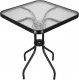Springos Meble tarasowe: stolik kawowy z bezbarwnego szkła hartowanego, 4 krzesła metalowe do ogrodu czarno-szary UNIWERSALNY 11
