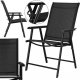 Springos Meble tarasowe stolik kawowy ze szkła hartowanego, krzesła metalowe 2 szt. do ogrodu czarne UNIWERSALNY 8