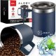 Alogy Kubek termiczny 420ml z uchwytem pokrywką na kawę herbatę stalowy zimne i ciepłe napoje Alogy granatowy + Szczotka do mycia 10