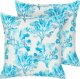 Beliani 2 poduszki dekoracyjne w koral bawełniane 45 x 45 cm biało-niebieskie ROCKWEED 1