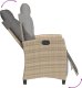 vidaXL Rozkładany fotel ogrodowy z podnóżkiem, mieszany beż, rattan PE 7