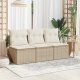 vidaXL Sofa ogrodowa z poduszkami, 3-osobowa, beżowa, polirattan 3