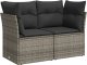 vidaXL Sofa ogrodowa z poduszkami, 2-osobowa, szara, polirattan 1