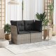 vidaXL Sofa ogrodowa z poduszkami, 2-osobowa, szara, polirattan 2