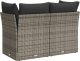 vidaXL Sofa ogrodowa z poduszkami, 2-osobowa, szara, polirattan 5