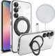 Alogy Etui do Samsung Galaxy S24 obudowa magnetyczne Ring Mag Safe Clear magnes do uchwytu Alogy Czarne przezroczyste + Ładowarka Qi 1