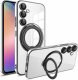 Alogy Etui do Samsung Galaxy S24 obudowa magnetyczne Ring Mag Safe Clear magnes do uchwytu Alogy Czarne przezroczyste + Ładowarka Qi 12