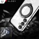 Alogy Etui do Samsung Galaxy S24 obudowa magnetyczne Ring Mag Safe Clear magnes do uchwytu Alogy Czarne przezroczyste + Ładowarka Qi 2