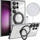 Alogy Etui do Samsung Galaxy S24 Ultra obudowa magnetyczne Ring Mag Safe Clear magnes do uchwytu Alogy Czarne przezroczyste + Ładowarka Qi 1