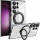 Alogy Etui do Samsung Galaxy S24 Ultra obudowa magnetyczne Ring Mag Safe Clear magnes do uchwytu Alogy Czarne przezroczyste + Ładowarka Qi 12