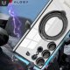 Alogy Etui do Samsung Galaxy S24 Ultra obudowa magnetyczne Ring Mag Safe Clear magnes do uchwytu Alogy Czarne przezroczyste + Ładowarka Qi 3