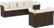 vidaXL 7-częściowy zestaw wypoczynkowy do ogrodu, z poduszkami, brązowy 2
