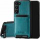 Surazo Etui skóra naturalna Back case z podpórką - Turkusowy - TPU Czarne Apple iPhone 15 Plus 4