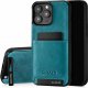Surazo Etui skóra naturalna Back case z podpórką - Turkusowy - TPU Czarne Apple iPhone 15 Plus 5