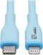 Kabel USB Eaton Eaton Tripp Lite Series Safe-IT USB-C to Lightning Sync/Charge Antibacterial Cable, Ultra Flexible, MFi Certified - USB 2.0 (M/M), Light Blue, 3 ft. (0.91 m) - Lightning-Kabel - 24 pin USB-C mannlich zu Lightning mannlich - 91 cm - Hellbla 1