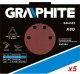 Graphite Papier ścierny na rzep K80, trójkątny z 12 otworami, 5szt do szlifierki 59G264 7