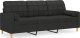 vidaXL 3-osobowa sofa z poduszkami, czarna, 180 cm, tkanina 2