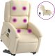 vidaXL Podnoszony fotel masujący, elektryczny, rozkładany, kremowy 2