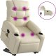 vidaXL Rozkładany fotel pionizujący z masażem, elektryczny, kremowy 2