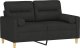 vidaXL 2-osobowa sofa z poduszkami, czarna, 120 cm, tkanina 3