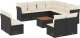 vidaXL 12-cz. zestaw mebli do ogrodu, z poduszkami, czarny, polirattan 2