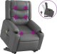 vidaXL Podnoszony fotel masujący, rozkładany, szary, ekoskóra 2