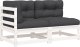 vidaXL Sofa ogrodowa z poduszkami, 2-osobowa, biała, drewno sosnowe 1